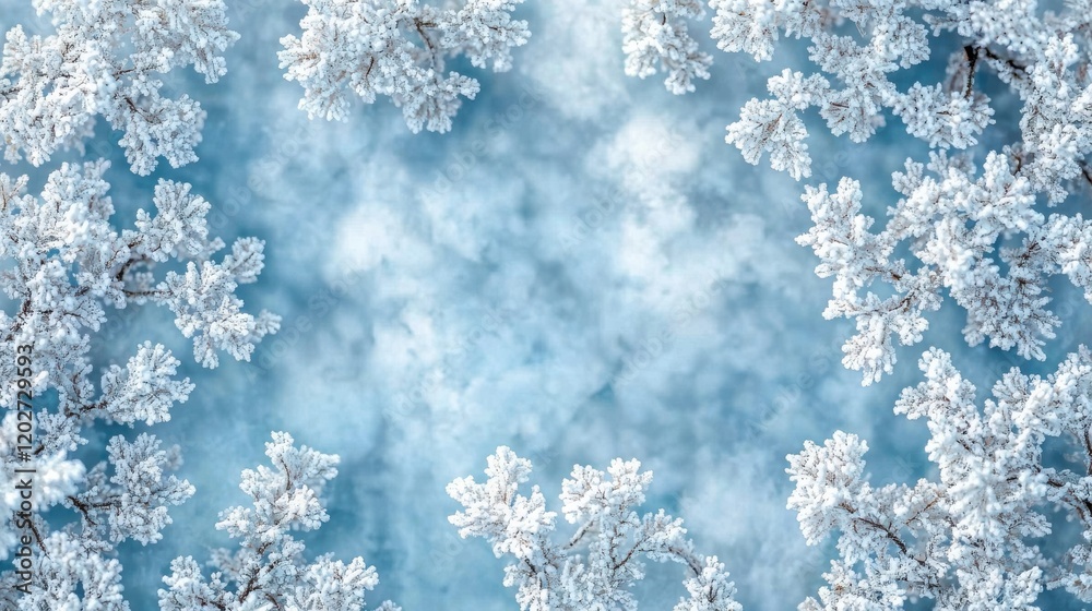 Winter chill landscape aerial view of frosted trees nature scene high-resolution textures and details