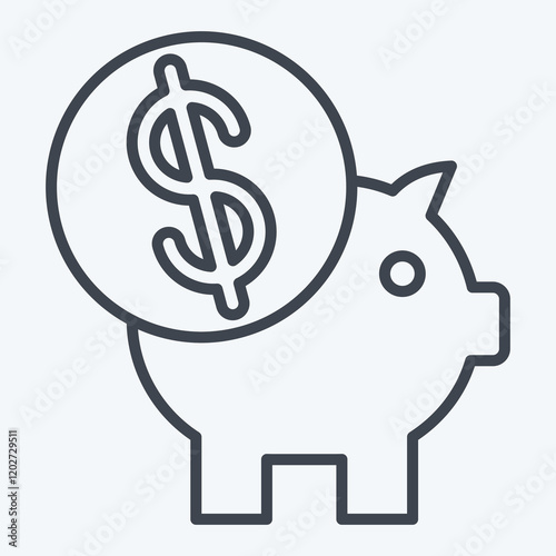 Icon Piggy Bank. related to Savings symbol. line style. design editable