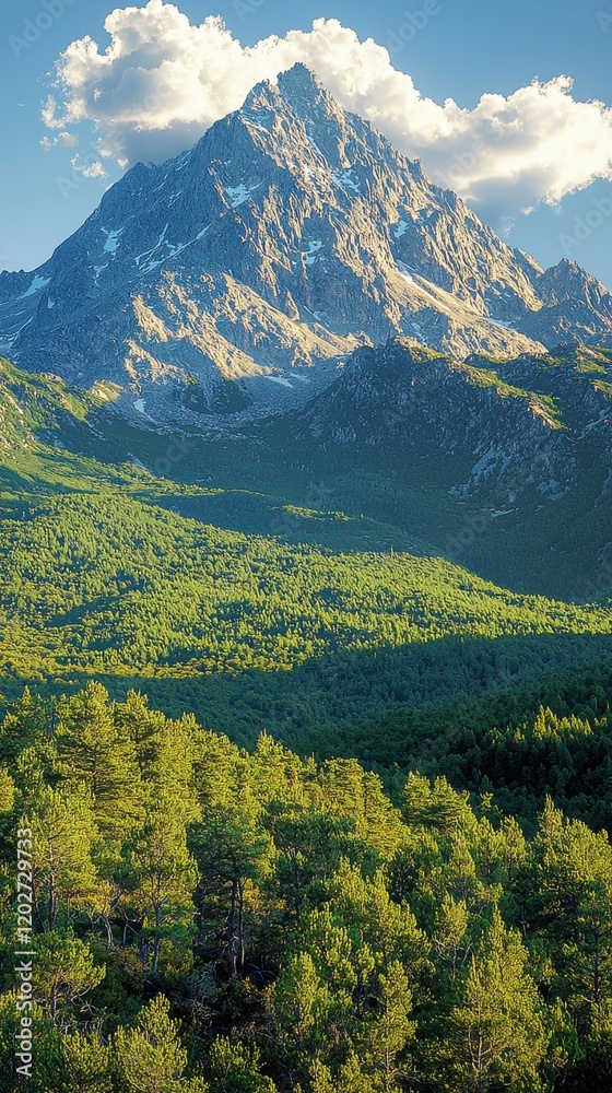 Fototapeta premium Weekend mountain hikes in lush green forests high-resolution textures scenic views nature exploration