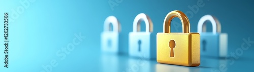 Golden padlock unlocked with key, a visual representation of security and access
