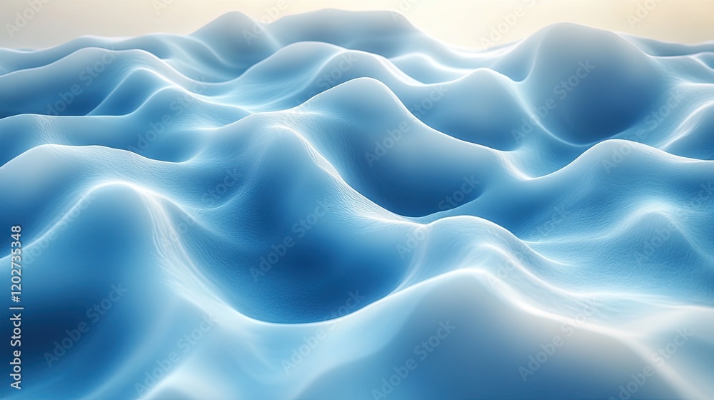 Obraz premium A serene depiction of soft, undulating waves in a tranquil blue hue.