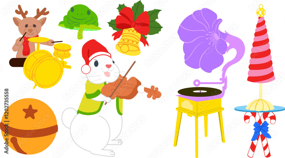 Naklejka premium cartoon music animal | Christmas Music | set of animals