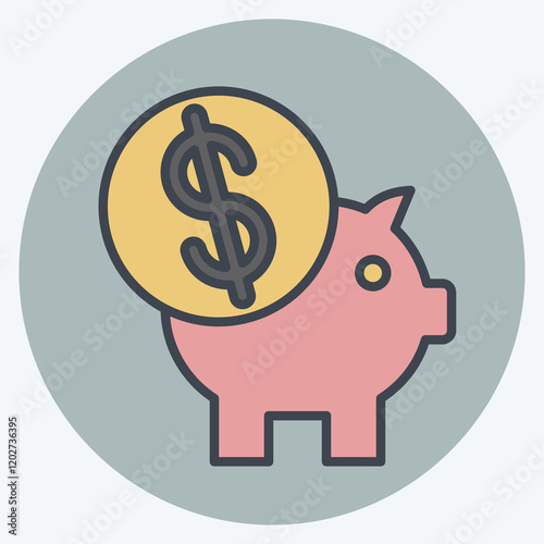 Icon Piggy Bank. related to Savings symbol. color mate style. design editable