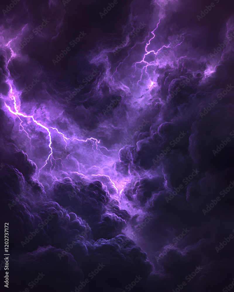 Obraz premium Purple Lightning and Cumulonimbus Clouds