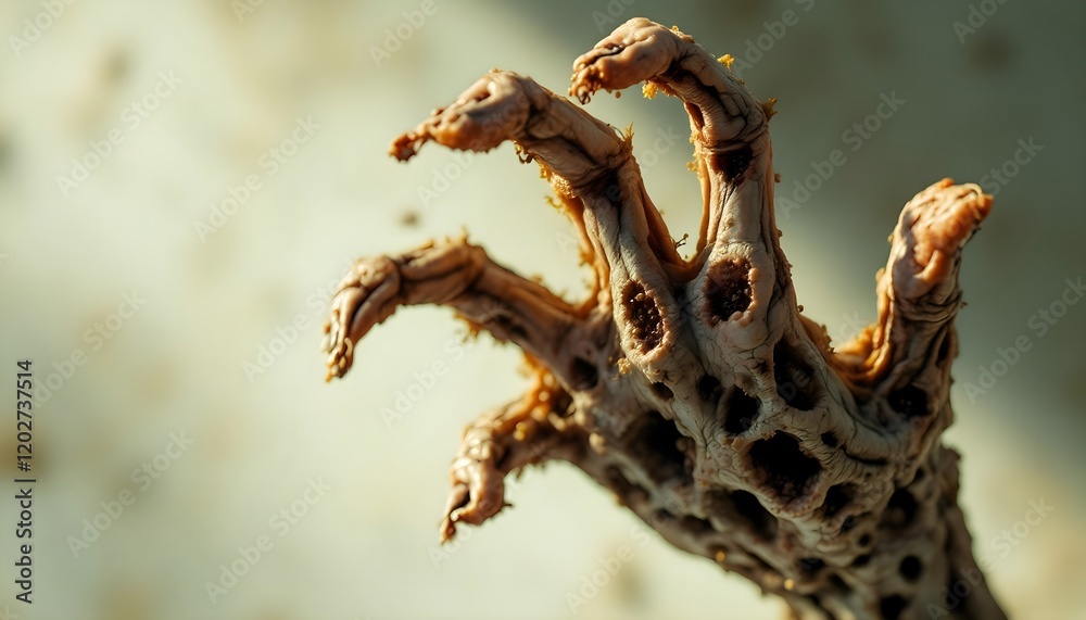 Fototapeta premium Close-up of a Spooky, Decayed Hand-Like Structure