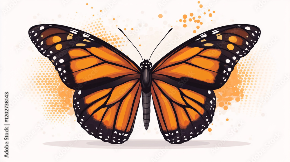 Fototapeta premium Vibrant monarch butterfly with striking orange and black patterns in artistic style