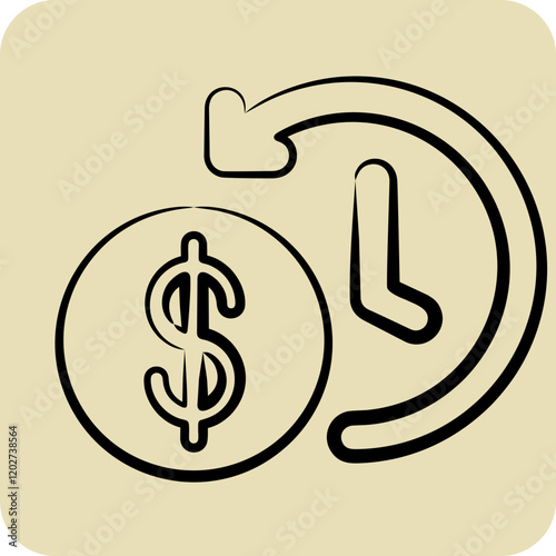 Icon Time Saved. related to Savings symbol. hand drawn style. design editable