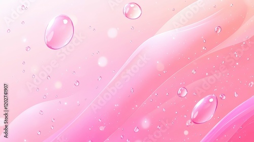 Abstract pink background with water drops and bubbles