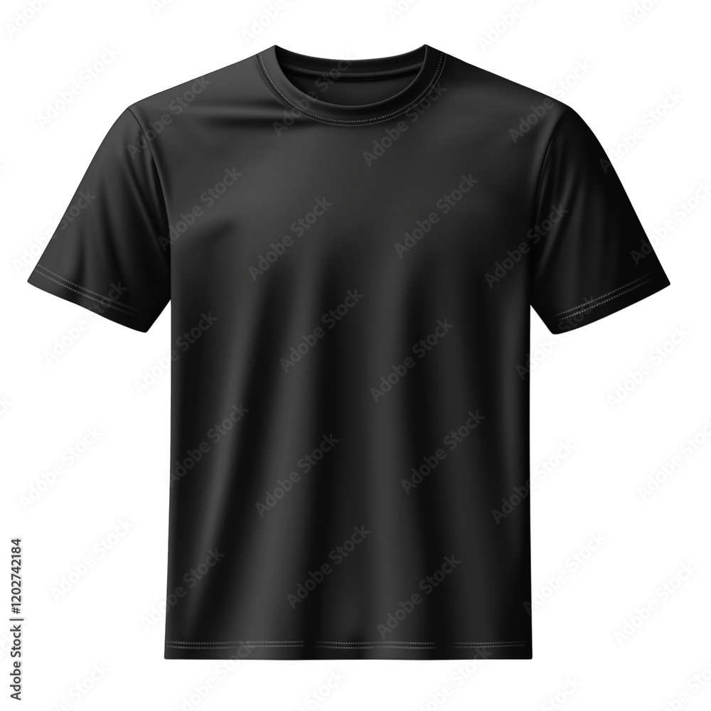 Black T-shirt template mockup isolated on a transparent background Black T-shirt template mockup isolated on a transparent background