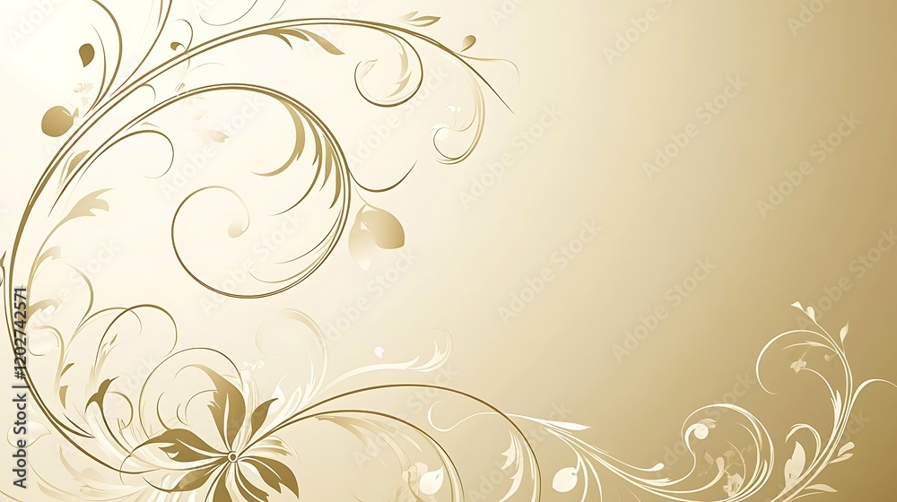 Elegant Beige Floral Swirls Design Background Elegant Beige Floral Swirls Design Background
