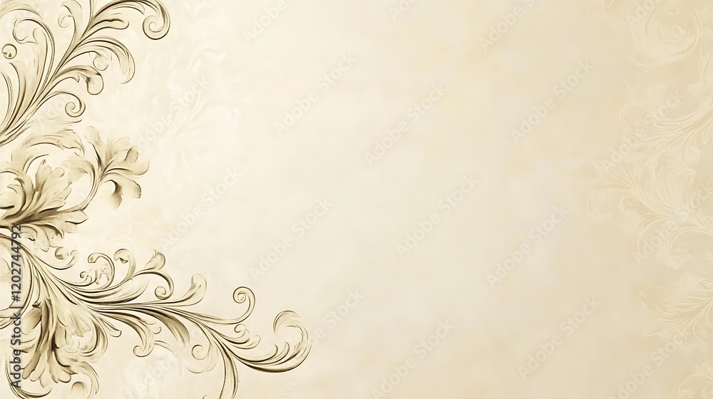 Elegant Beige Background with Ornate Floral Design
