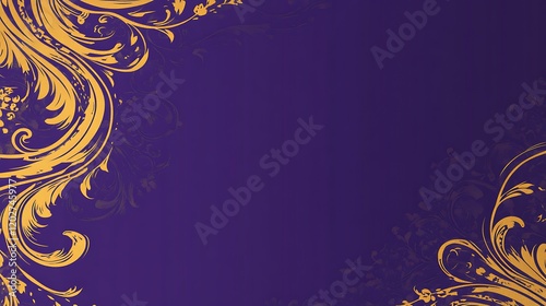 Elegant Purple Background With Golden Floral Design photo