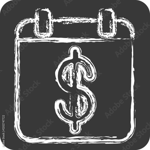 Icon Savings Calendar. related to Savings symbol. chalk Style. design editable