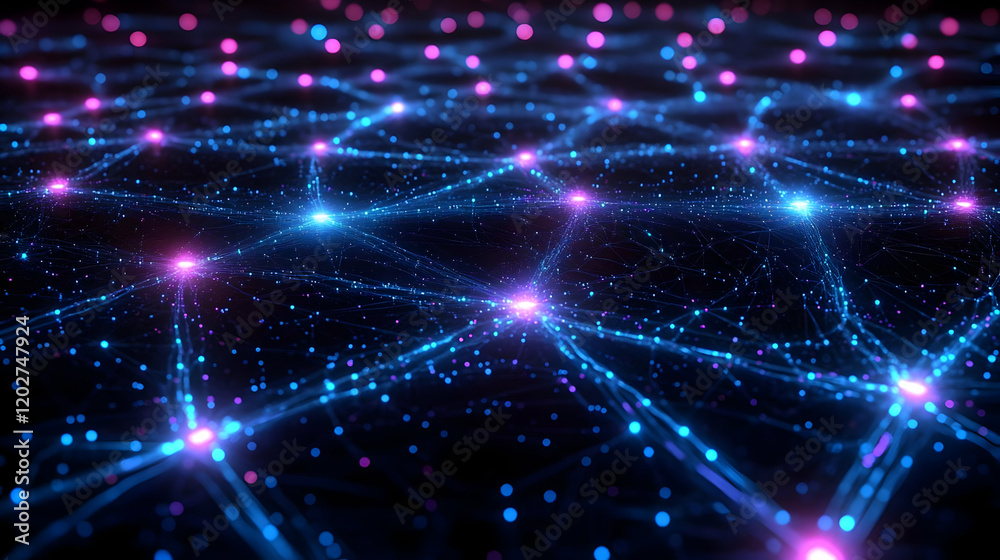 Abstract Digital Network: Glowing Lines and Points of Light in Dark Space Abstract Digital Network: Glowing Lines and Points of Light in Dark Space