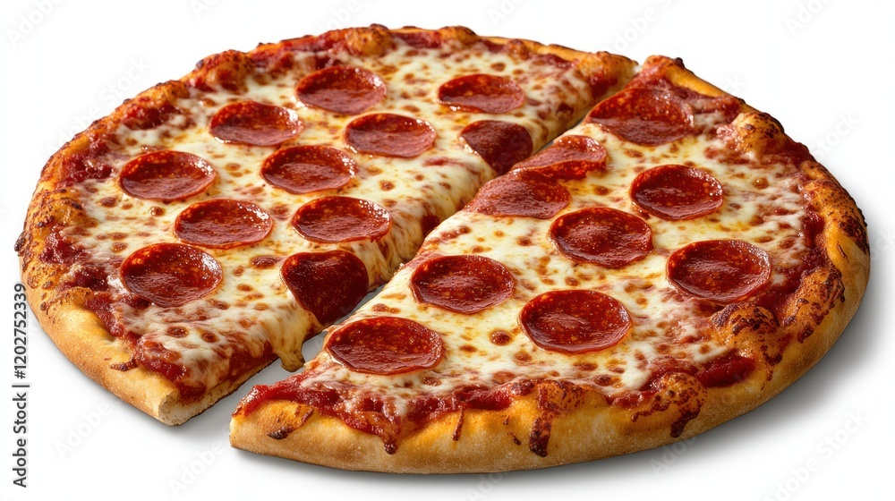 Delicious Pepperoni Pizza on White Background Delicious Pepperoni Pizza on White Background