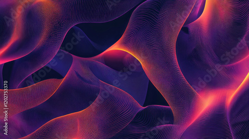 Obraz na płótnie abstract purple and orange wave background with dynamic flowing lines and neon particles creating a vibrant 3d glowing texture in digital art and design w salonie