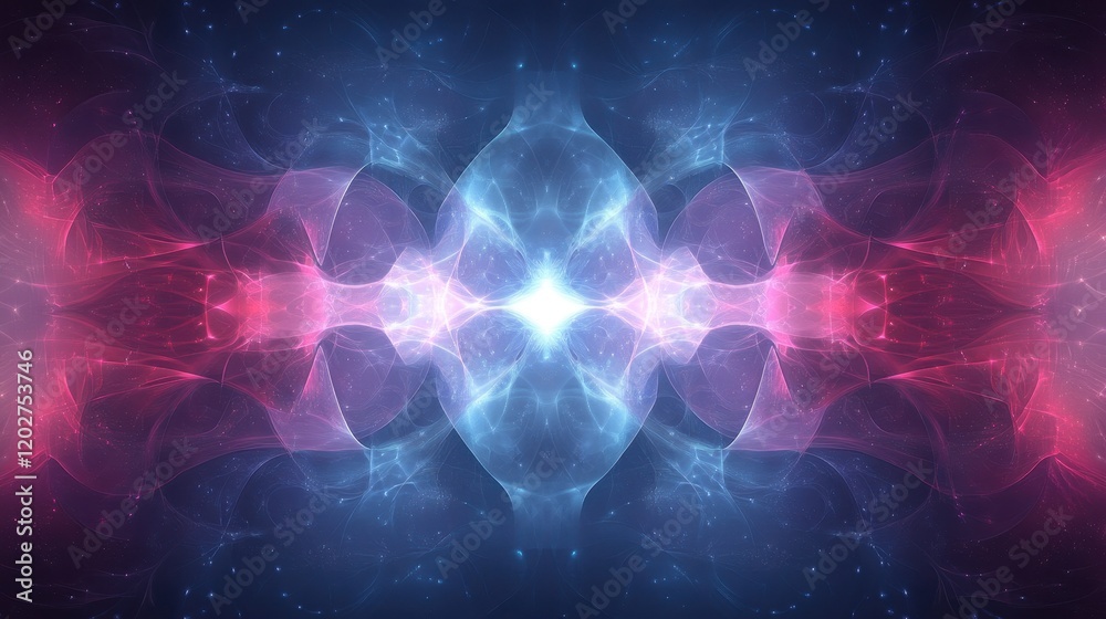 Naklejka premium Ethereal Abstract Fractal Energy Field in Pink and Blue.