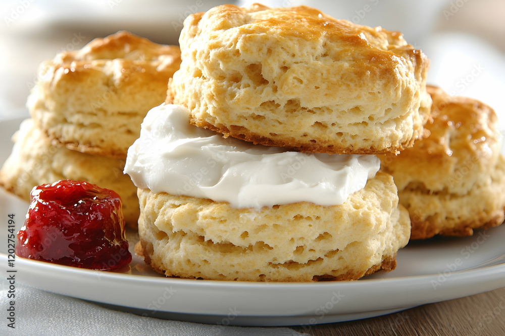 Buttery Scones with Cream and Jam, butter scones, cream scones, clotted cream, strawberry jam, raspberry jam Buttery Scones with Cream and Jam, butter scones, cream scones, clotted cream, strawberry jam, raspberry jam