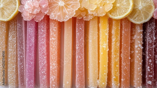 Colorful Citrus Candies Arranged In A Gradient Pattern photo