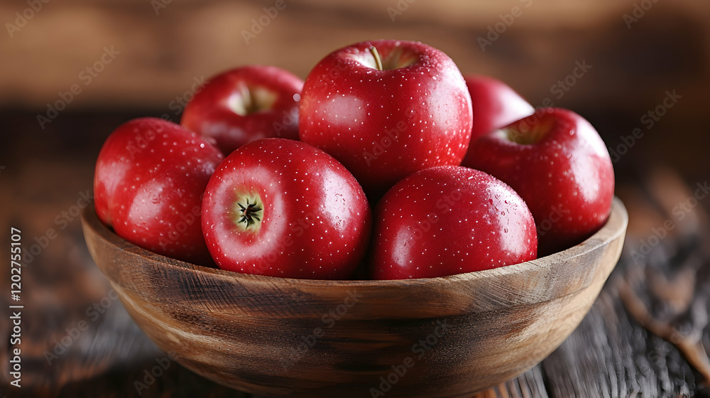 Red Apples in Wooden Bowl, fruit, rustic, still life, food, healthy Red Apples in Wooden Bowl, fruit, rustic, still life, food, healthy