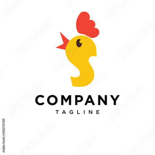 Letter S Cute Chicken Logo Icon Vector