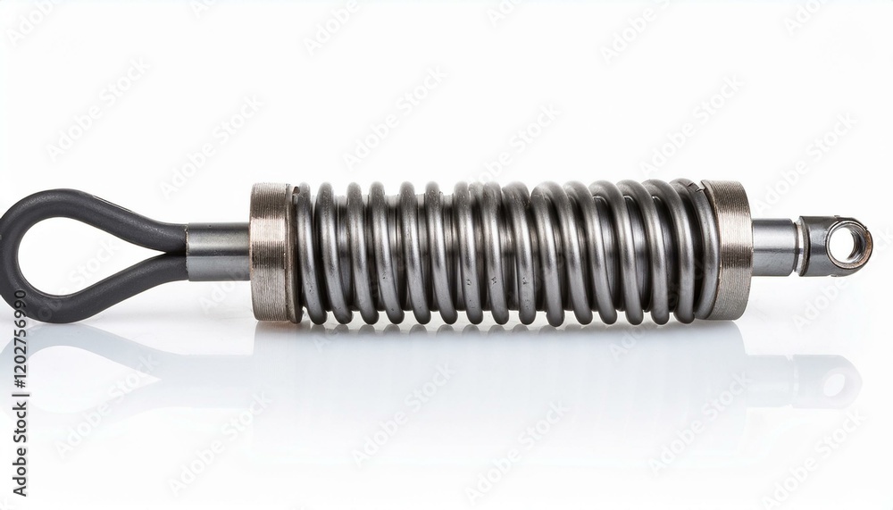 Close-up of a metallic spring component. Close-up of a metallic spring component.