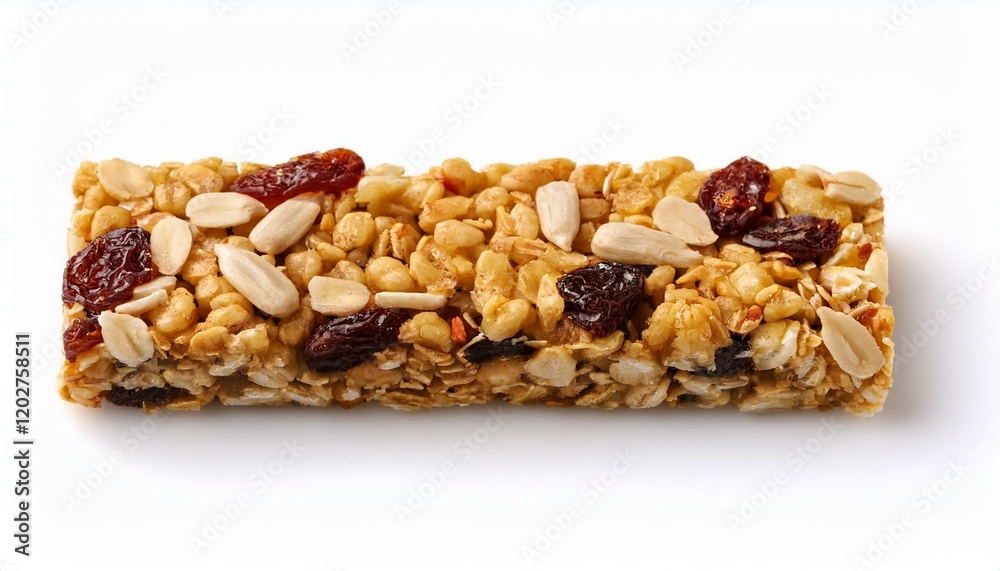 A delicious granola bar with nuts and dried fruit. A delicious granola bar with nuts and dried fruit.
