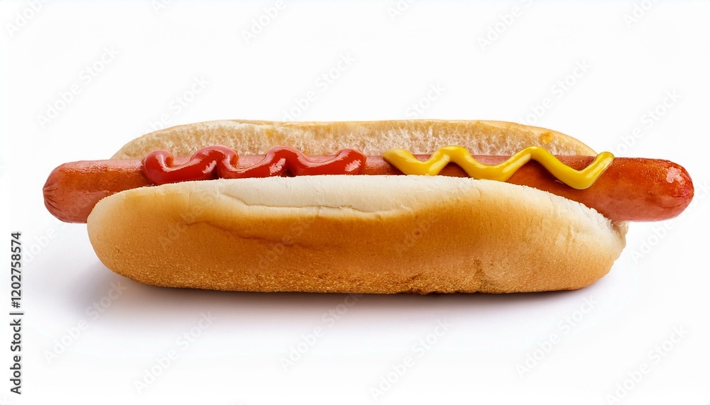 Classic hot dog with ketchup and mustard. Classic hot dog with ketchup and mustard.