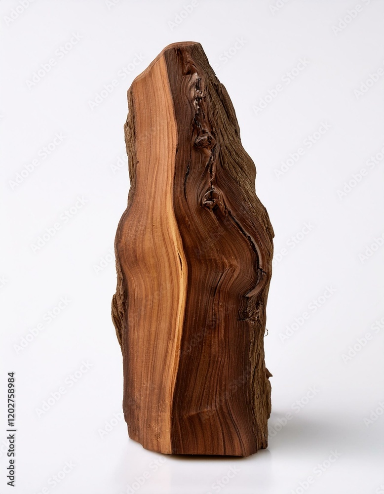 Fototapeta premium Rustic wooden sculpture, rich brown tones, unique texture.