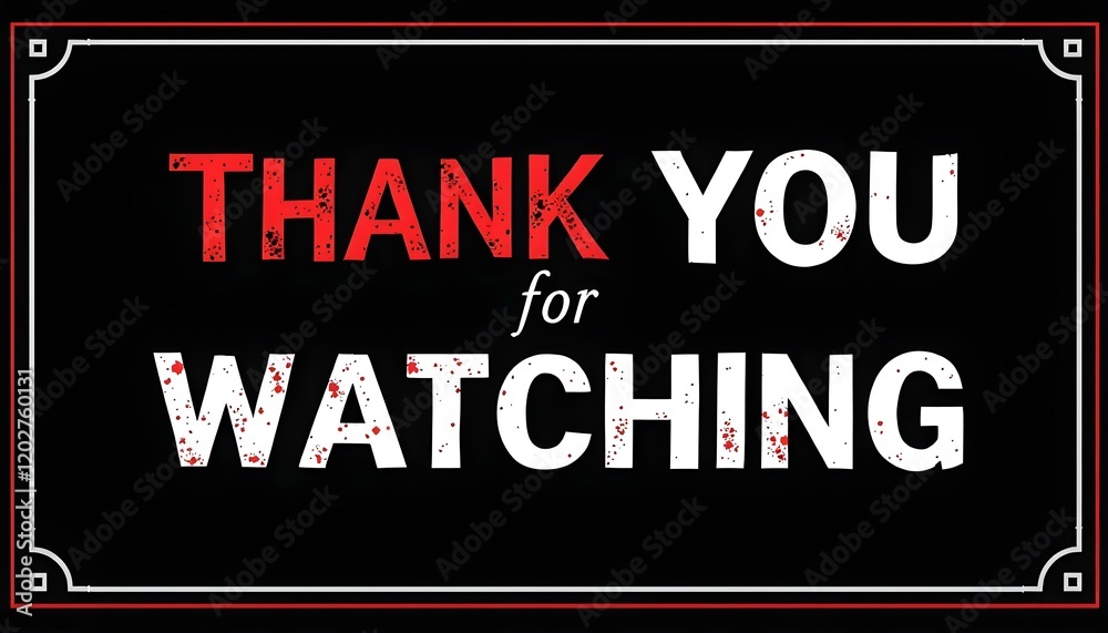 Fototapeta premium Design a dark-themed banner with bold text saying ‘Thank You for Watching,’ featuring a red play