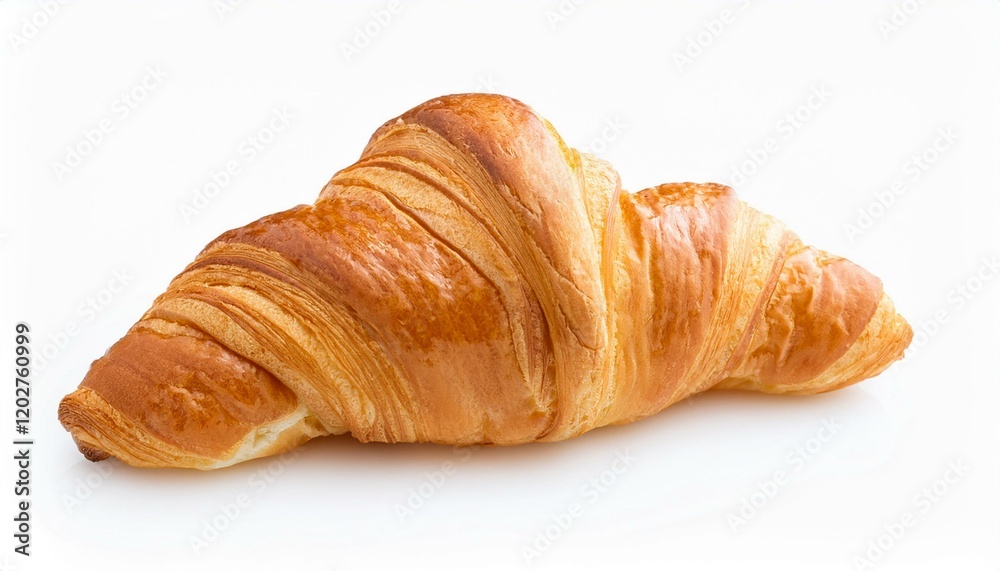 Golden-brown croissant on white background Golden-brown croissant on white background