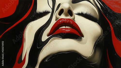Crimson Dream: A Surrealist Portrait of Feminine Sensuality