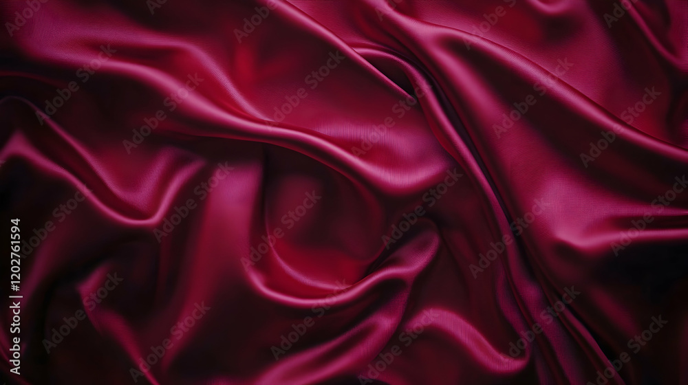 Obraz premium Luxurious Deep Red Satin Fabric Drape, silk, textile, texture, background, burgundy
