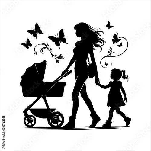 Mother's day silhouette vector. Mother's day logo icon. Silhouette vector of mother's day illustrations