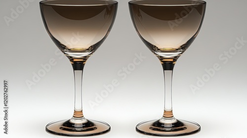 Two elegant glass cocktail glasses with a gradient color, perfect for serving drinks.