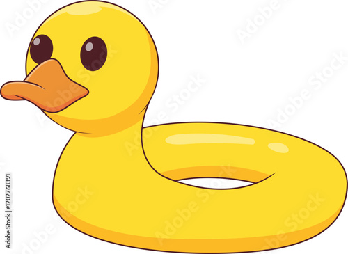 summer duck swim ring cartoon illustration