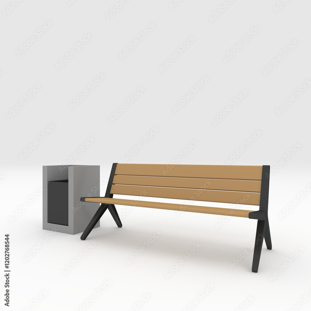 3d render bench park design element. Furniture Collection 3d render bench park design element. Furniture Collection