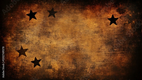 Rustic Brown Background With Five Black Stars