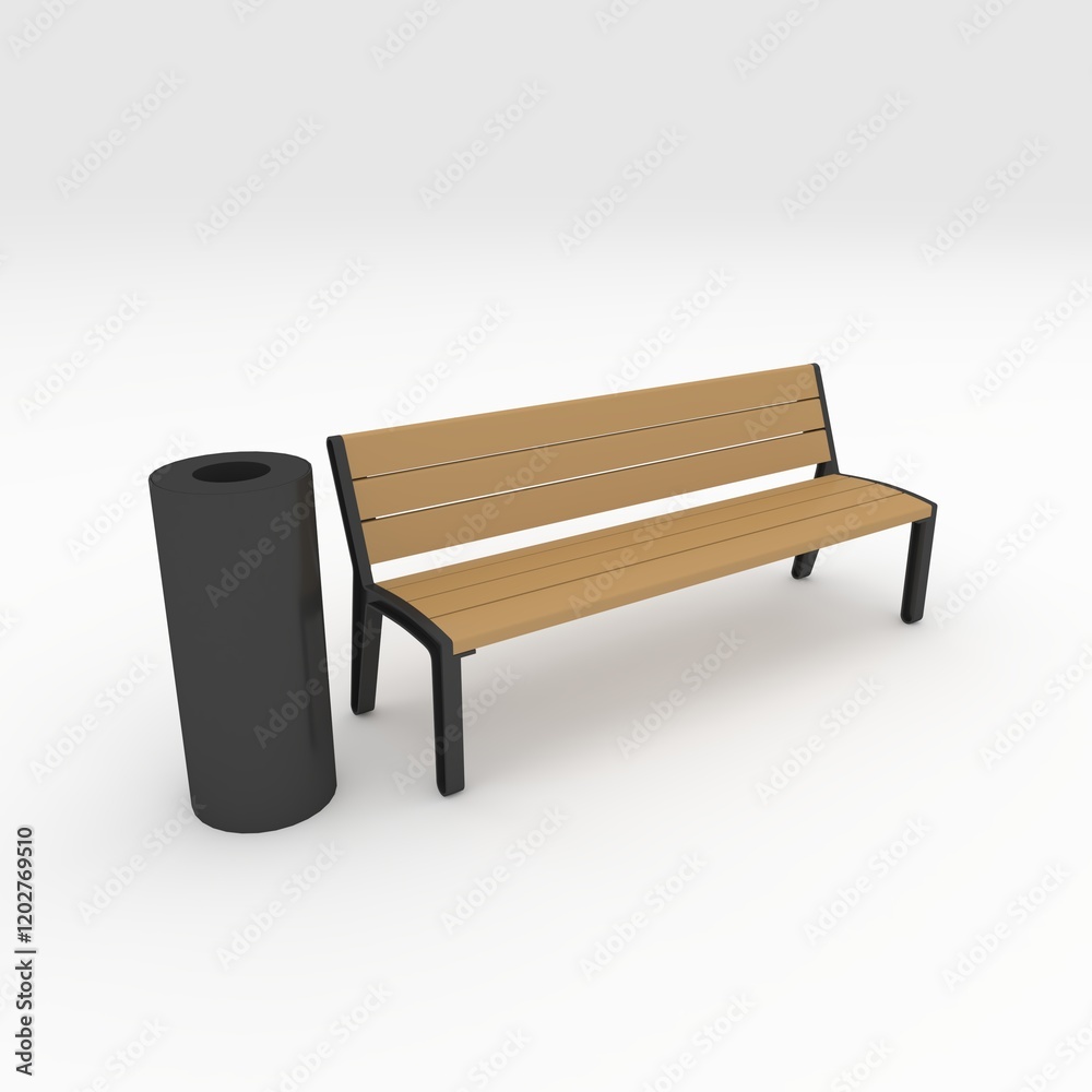 3d render bench park design element. Furniture Collection 3d render bench park design element. Furniture Collection