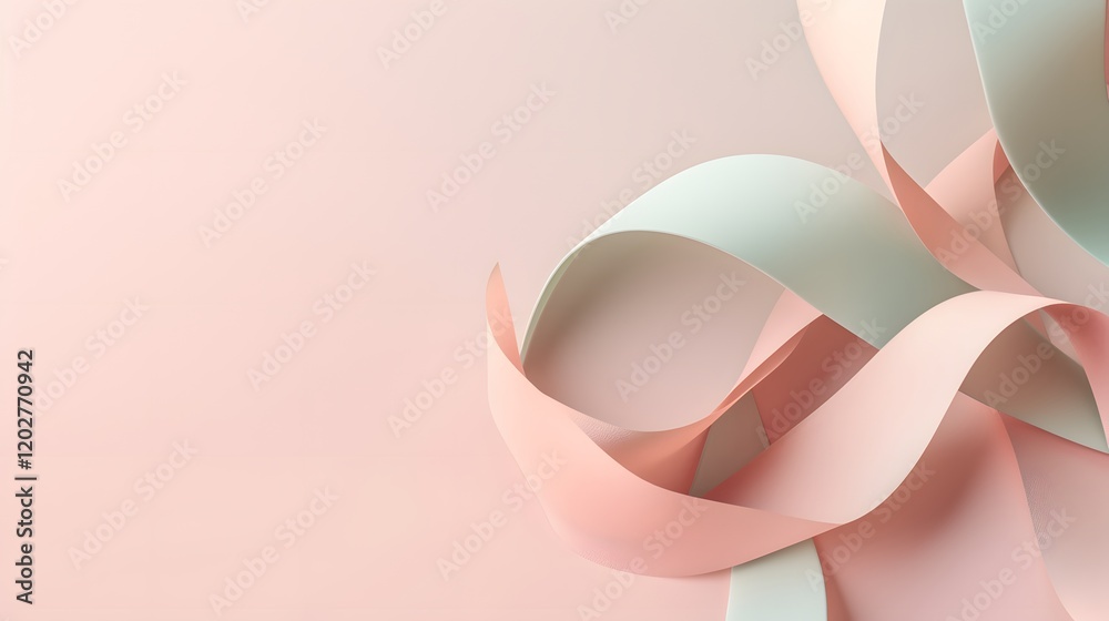 Fototapeta premium Creative paper ribbon art installation studio space visual art minimalist abstract contemporary design