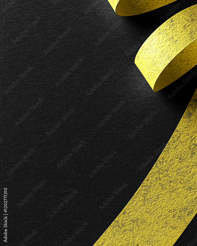 Elegant Black Background with Yellow Ribbon Decoration
