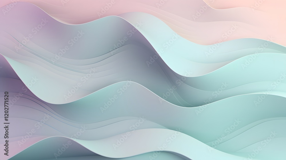 Fototapeta premium Flowing abstract waves digital art light color palette modern design aesthetic conceptual