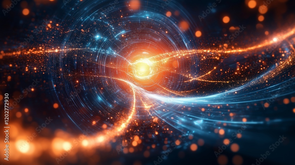 Fototapeta premium Vivid Energy Flow and Light Dynamics in Abstract Space Design