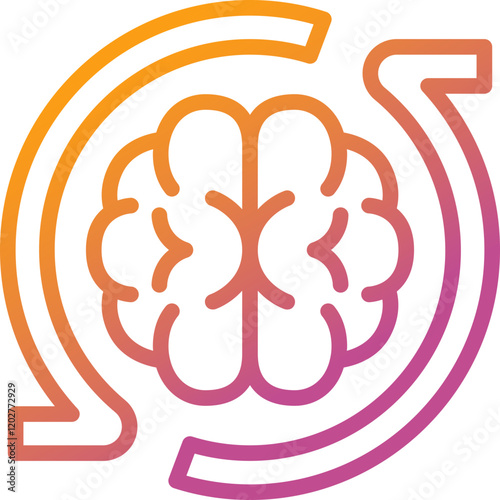 brain process gradient line icon