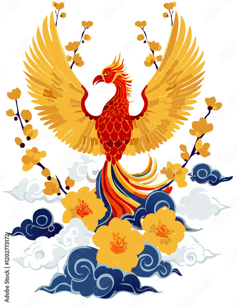 Obraz premium Phoenix with Clouds Illustration