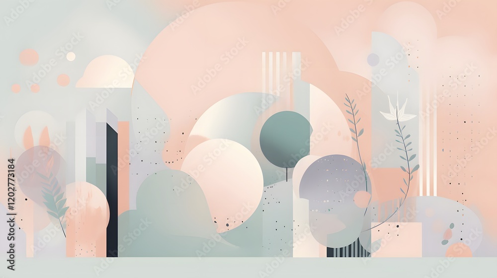 Abstract art composition modern gallery digital illustration minimalist style aesthetic viewpoint creative concept