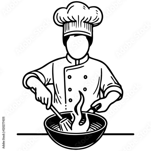 Male Chef Cooking Illustration.