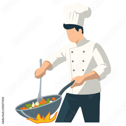 Male Chef Cooking Illustration.