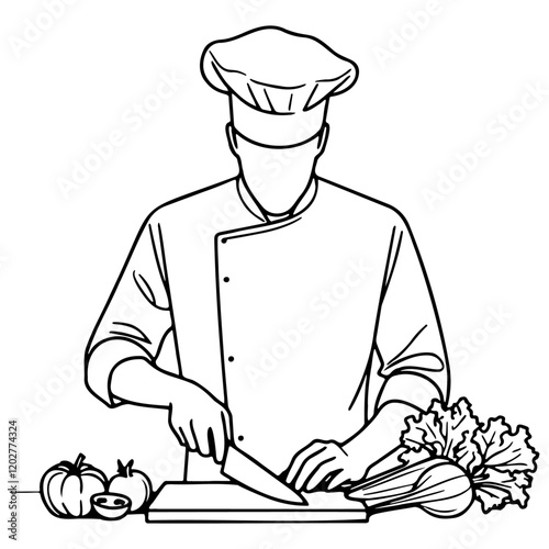 Male Chef Cooking Illustration.