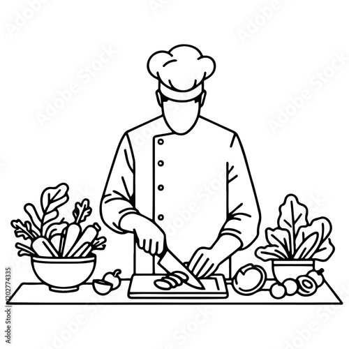 Male Chef Cooking Illustration.